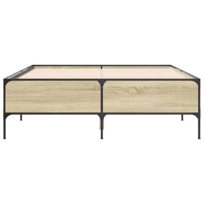 Bedframe bewerkt hout metaal sonoma eikenkleurig 150x200 cm
