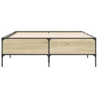 Bedframe bewerkt hout metaal sonoma eikenkleurig 90x190 cm - thumbnail