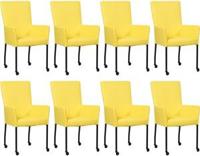 Set van 8 Felgele leren moderne eetkamerstoelen Deal - met armleuning poot vierkant zwart met wiel - Hermes Leer Yellow (felgeel leer) - thumbnail