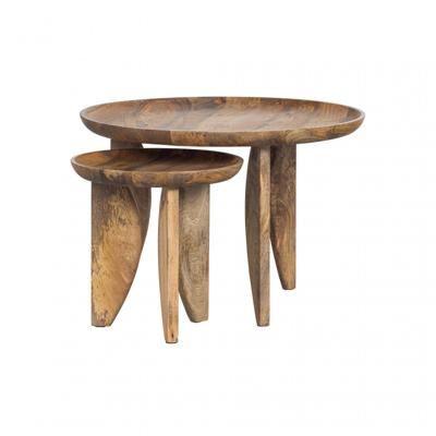 vtwonen Bijzettafel 'High Heels' Mangohout, Set van 2 stuks, kleur Naturel