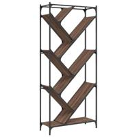Boekenkast 79x30x180 cm bewerkt hout en metaal bruin eiken - thumbnail