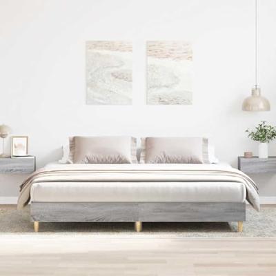 Bedframe zonder matras 200x200 cm spaanplaat grijs sonoma