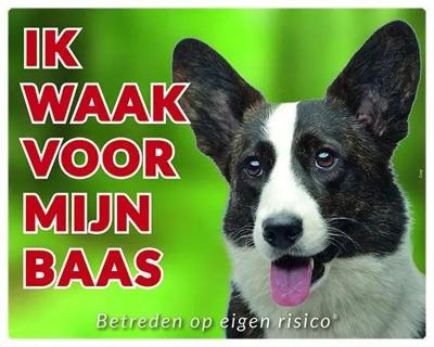 Welsh Corgi Brindle Waakbord - Ik waak voor Welsh Corgi Brindle Waakbord - Ik waak voor