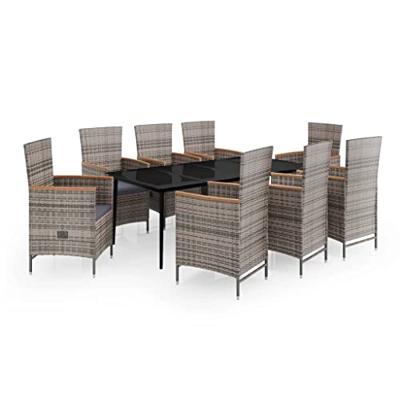 9-delige Tuinset met kussens grijs