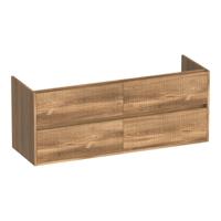 Brauer Adore Wavy - Onderkast - 140 cm - met 4 Softclose Lades Greeploos en 2 Sifon Uitsparingen - Honey - thumbnail