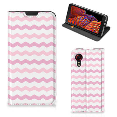 Samsung Galaxy Xcover 5 Hoesje met Magneet Waves Roze Samsung Galaxy Xcover 5 Hoesje met Magneet Waves Roze