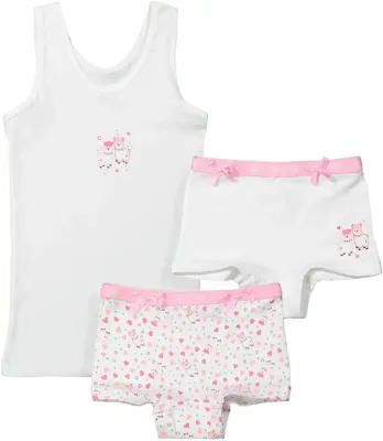 Funderwear meisjes ondergoed - meisjes setje - Alpaca - 2 Boxershorts en hemd setje kind