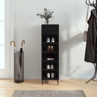 VidaXL Schoenenkast 30x35x105 cm bewerkt hout zwart - thumbnail