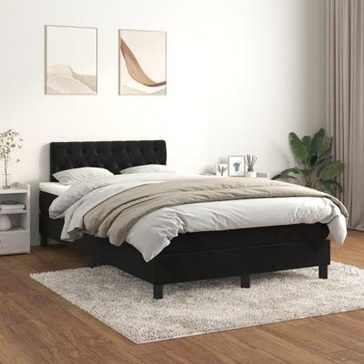 Boxspring met matras fluweel zwart 120x200 cm