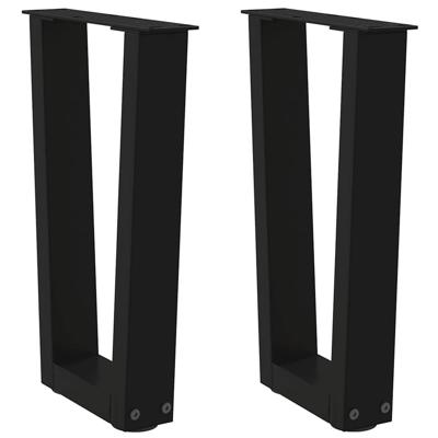 Eettafelpoten 2 st V-vormig 38x(42-43,3) cm staal zwart