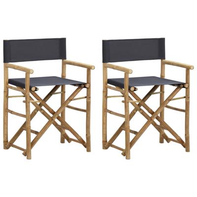 VidaXL Regisseursstoelen 2 st inklapbaar donkergrijs bamboe en stof