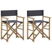 VidaXL Regisseursstoelen 2 st inklapbaar donkergrijs bamboe en stof - thumbnail