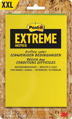 Post-it® Extreme Notes, ft 114 x 171 mm, 2 blokken van 25 blaadjes, geassorteerde kleuren