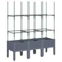 VidaXL Plantenbak met latwerk 120x40x142,5 cm polypropeen blauwgrijs - thumbnail