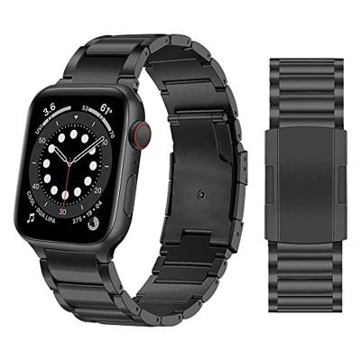 Titanium schakelband - Zwart - Geschikt voor Apple watch 44mm / 45mm / 46mm / 49mm