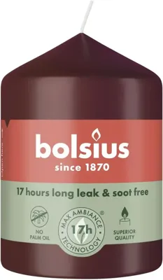 Bolsius stompkaars essentials 5.8x8cm velvet red