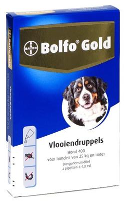 Bolfo Gold 400 Vlooiendruppels voor de hond (vanaf 25 kg) 2 x 4 pipetten Bolfo Gold 400 Vlooiendruppels voor de hond (vanaf 25 kg) 2 x 4 pipetten