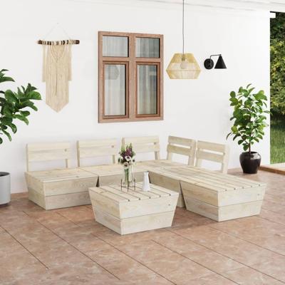 6-delige Loungeset pallet geïmpregneerd vurenhout