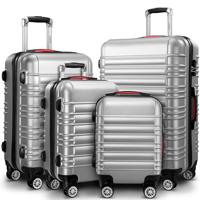 Reiskoffers Zilver 4-delig ABS met gratis accessoires - thumbnail