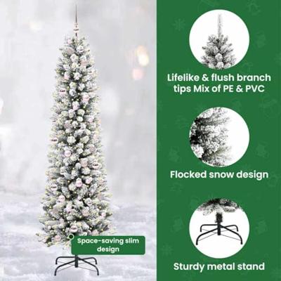 Kunstkerstboom met 300 LED Wit 210 cm PVC en Metaal en Plastic