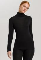 Dames ski ondergoed HANRO Wol & Zijde turtle neck shirt Zwart 071423 - thumbnail