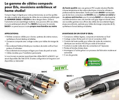 Sommer Cable HBA-62C2-0600 Jackplug / Cinch Audio Aansluitkabel [2x Jackplug male 6,3 mm (mono) - 2x Cinch-stekker] 6.00 m Zwart