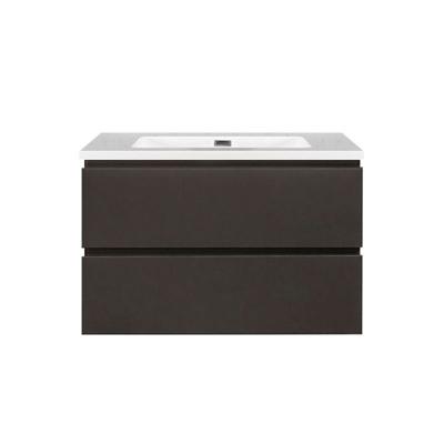 Badkamermeubel Callisto Diamond Hangend 80x50x48cm Mat Grijs 2 Lades Softclose Greeploos Mineraalmarmer Wastafel 1 Kraangat Overloop