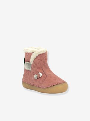Leren enkellaarsjes voor babymeisjes So Windy KICKERS® 1ste stapjes rozen