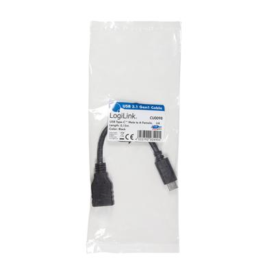 LogiLink USB 3.2 Gen 1 (USB 3.0) Adapter [1x USB-C stekker - 1x USB 3.2 Gen 1 bus A (USB 3.0)] CU0098 15.00 cm