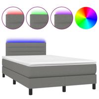 Boxspring met matras en LED stof donkergrijs 120x200 cm - thumbnail