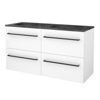 Badmeubelset BWS Salt 120x46cm Met Grepen 4 Lades Met Wastafel Hardsteen 2 Kraangaten Ice White - thumbnail