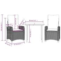 3-delige Tuinset met kussens poly rattan beige - thumbnail