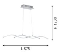 Eglo Led HanglampLasana 2 2x10w - 3000K - 87cm chroom - 96103 - thumbnail