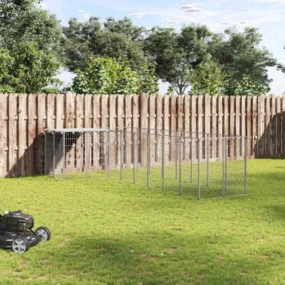 Hondenkennel 6,05 m² staal zilverkleurig