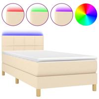 Boxspring met matras en LED stof crèmekleurig 100x200 cm - thumbnail