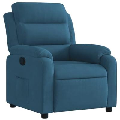 Fauteuil verstelbaar fluweel blauw