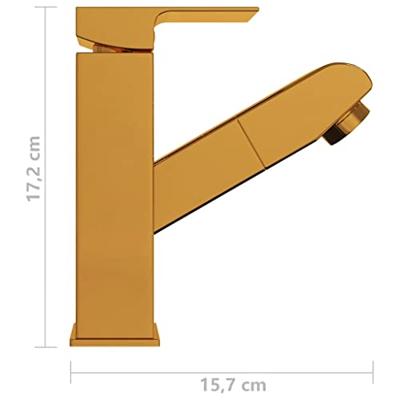 Wastafelkraan met uittrekfunctie 157x172 mm goudkleurig