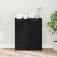 Dressoir 2 pcs Zwart eiken 30 x 30 x 70 cm Bewerkt hout - thumbnail
