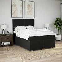 Boxspring met matras stof zwart 140x190 cm - thumbnail