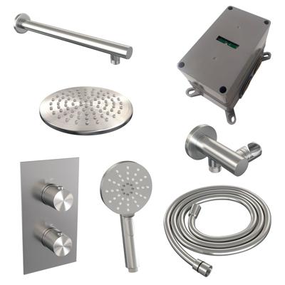 Brushed Carving thermostatische regendouche 3-weg omstelling SET 31 met 20 cm douchekop en handdouche