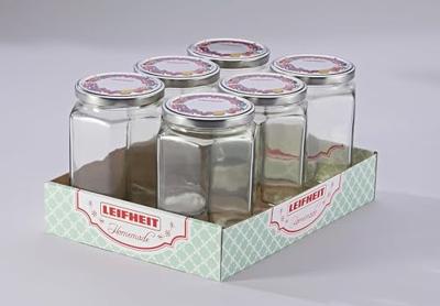 Leifheit 3211 Jampot Zeshoekig 770ml Glas/Zilver (set van 3 stuks)