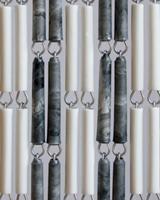 Vliegengordijn Hulzen Wit-Grijsgevlamd - 90cm x 210cm - thumbnail