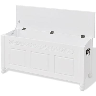 VidaXL Opbergbankje barokstijl mdf wit VidaXL Opbergbankje barokstijl mdf wit