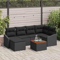Tuinbankenset met kussen 7 pcs Zwart poly rattan - thumbnail