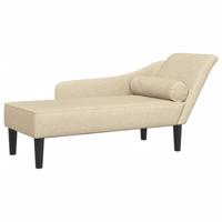 Chaise longue met kussens stof crèmekleurig - thumbnail