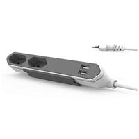 Allocacoc PowerBar – Stekkerdoos – USB-A – Verlengsnoer – Grijs - thumbnail