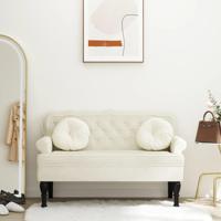 Bankje met rugleuning 119,5x64,5x75 cm fluweel crmekleurig - thumbnail
