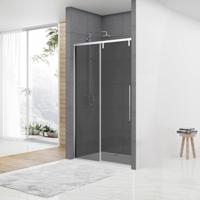 Nisdeur Van Rijn ST06 Schuifdeur Met Vaste Wand Rookglas 160x200 cm 8 mm Soft Close Chroom - thumbnail