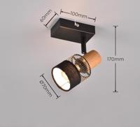 Trio 1-lichts opbouwspotNandini zwart met hout - 811700132 - thumbnail