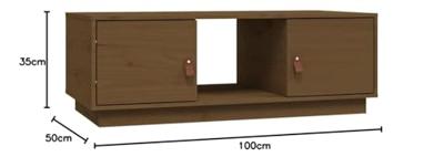 Salontafel 100x50x35 cm massief grenenhout honingbruin